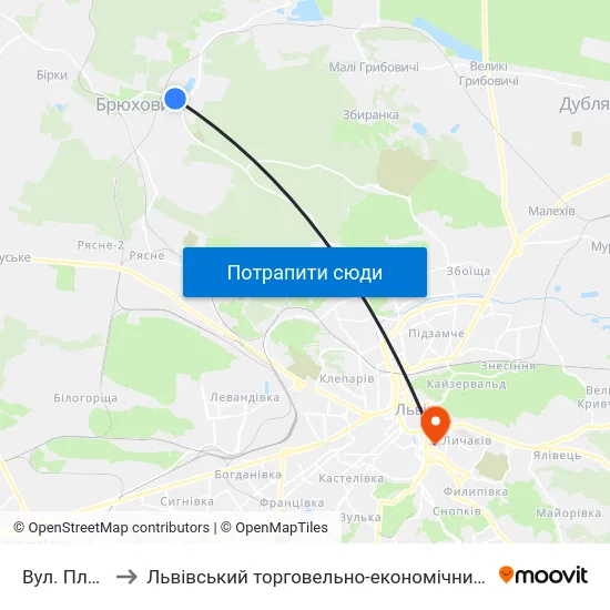 Вул. Пляжна to Львівський торговельно-економічний університет map