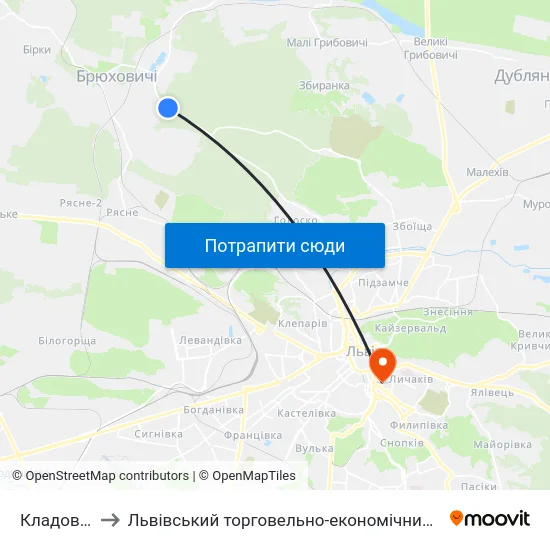Кладовище to Львівський торговельно-економічний університет map