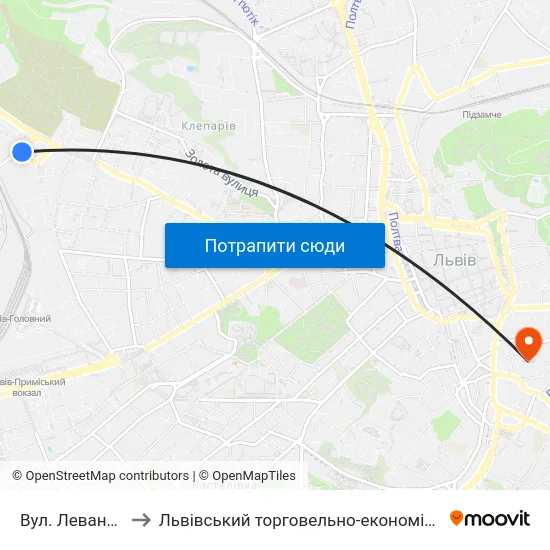 Вул. Левандівська to Львівський торговельно-економічний університет map
