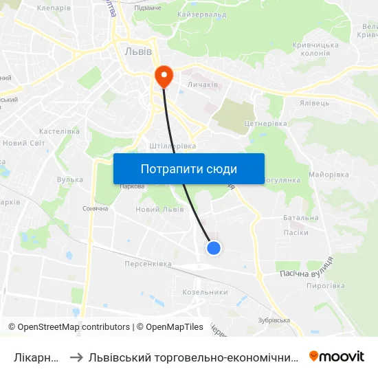 Лікарня №8 to Львівський торговельно-економічний університет map