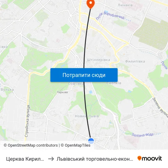 Церква Кирила І Мефодія to Львівський торговельно-економічний університет map