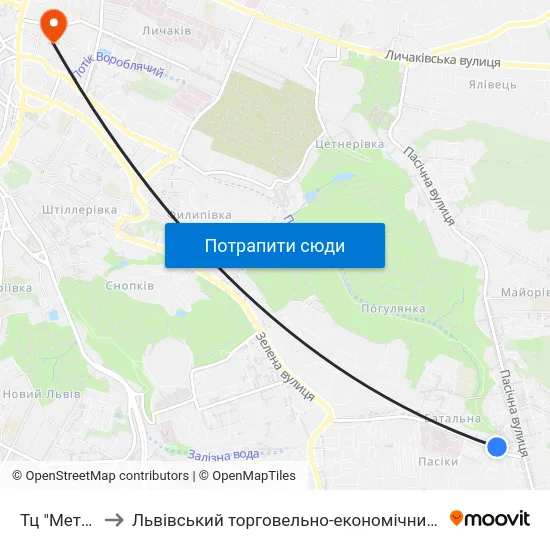 Тц "Метро-2" to Львівський торговельно-економічний університет map