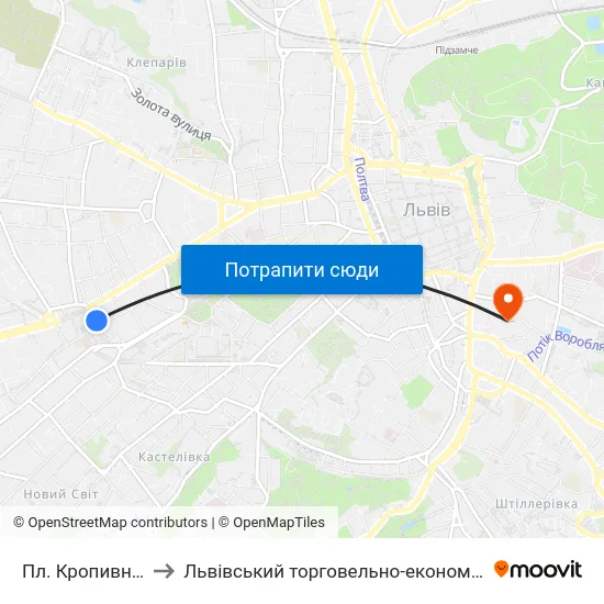 Пл. Кропивницького to Львівський торговельно-економічний університет map