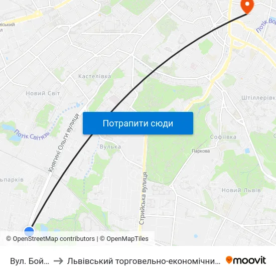 Вул. Бойчука to Львівський торговельно-економічний університет map