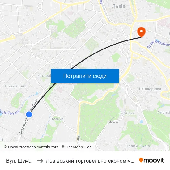 Вул. Шумського to Львівський торговельно-економічний університет map