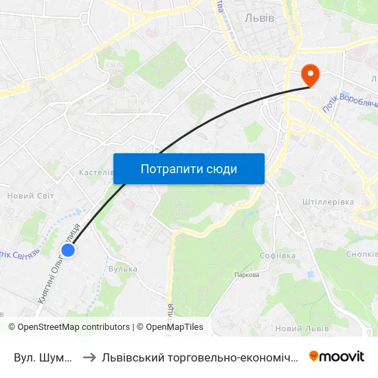 Вул. Шумського to Львівський торговельно-економічний університет map