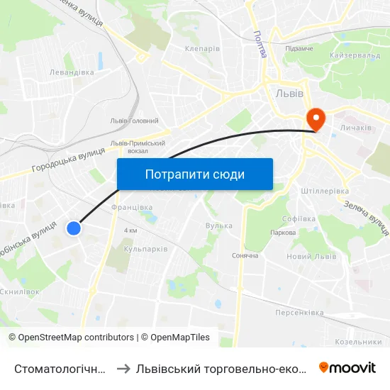 Стоматологічна Клініка №3 to Львівський торговельно-економічний університет map