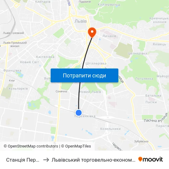 Станція Персенківка to Львівський торговельно-економічний університет map