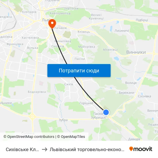 Сихівське Кладовище to Львівський торговельно-економічний університет map