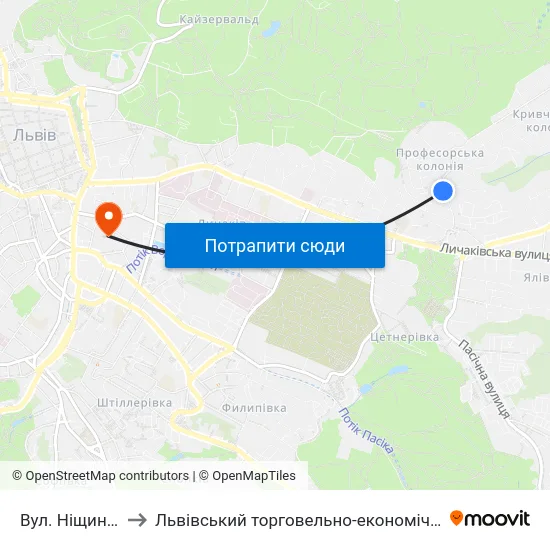 Вул. Ніщинського to Львівський торговельно-економічний університет map