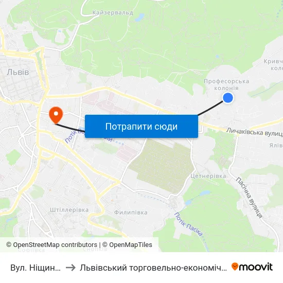 Вул. Ніщинського to Львівський торговельно-економічний університет map