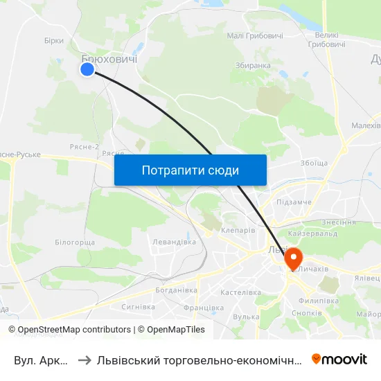 Вул. Арктична to Львівський торговельно-економічний університет map
