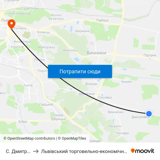С. Дмитровичі to Львівський торговельно-економічний університет map