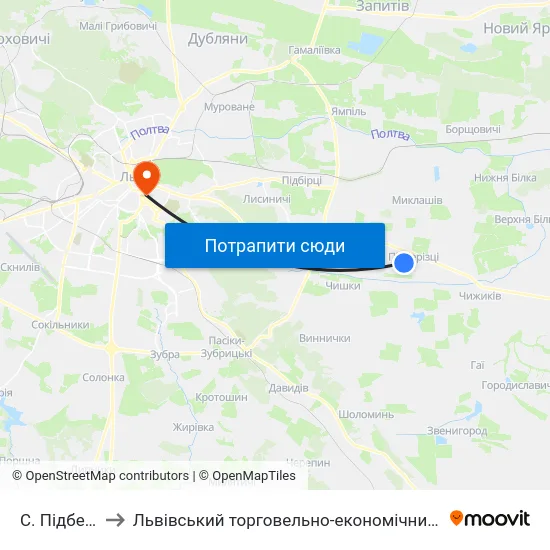 С. Підберізці to Львівський торговельно-економічний університет map