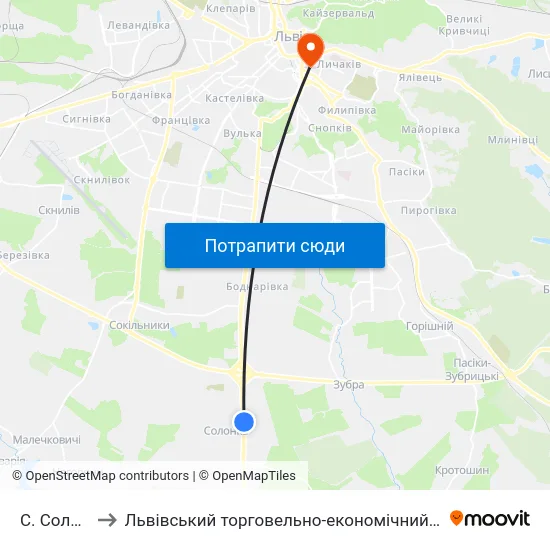 С. Солонка to Львівський торговельно-економічний університет map
