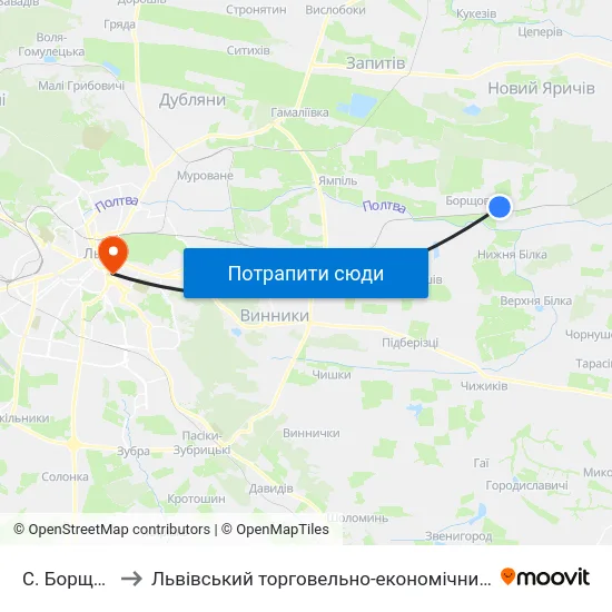 С. Борщовичі to Львівський торговельно-економічний університет map