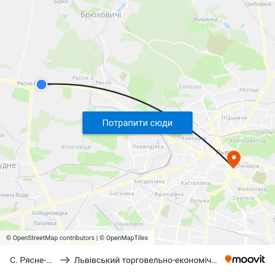 С. Рясне-Руське to Львівський торговельно-економічний університет map