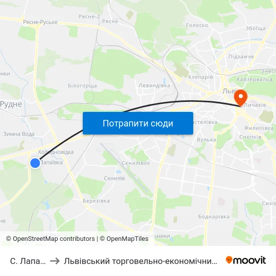 С. Лапаївка to Львівський торговельно-економічний університет map