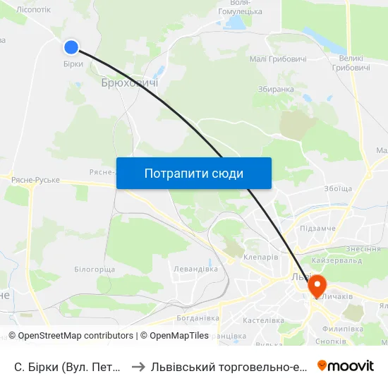 С. Бірки (Вул. Петра Сагайдачного) to Львівський торговельно-економічний університет map