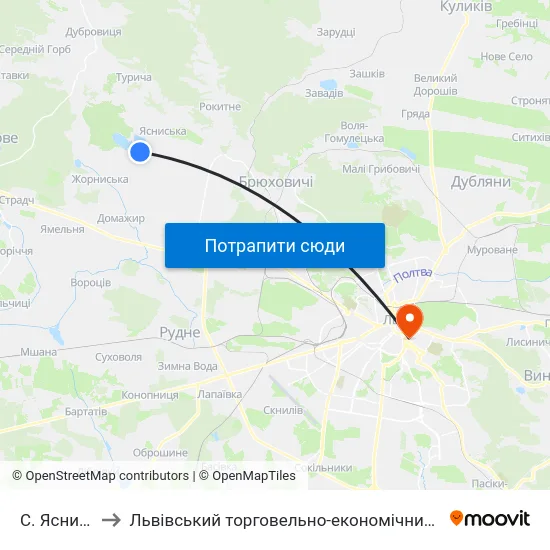 С. Ясниська to Львівський торговельно-економічний університет map