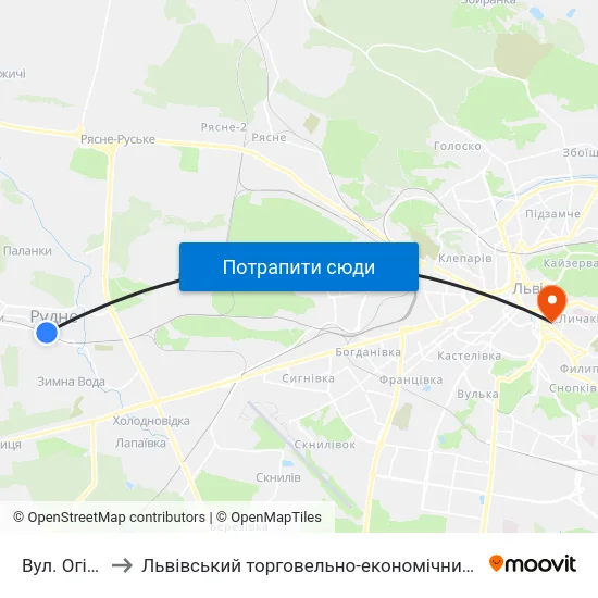 Вул. Огієнка to Львівський торговельно-економічний університет map