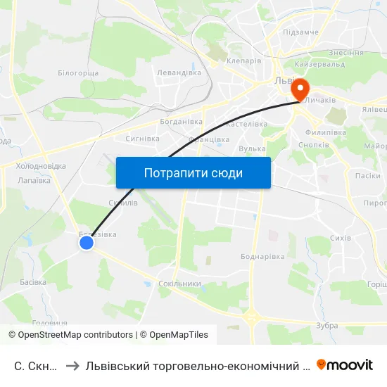 С. Скнилів to Львівський торговельно-економічний університет map