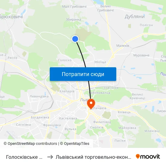 Голосківське Кладовище to Львівський торговельно-економічний університет map