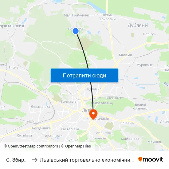 С. Збиранка to Львівський торговельно-економічний університет map