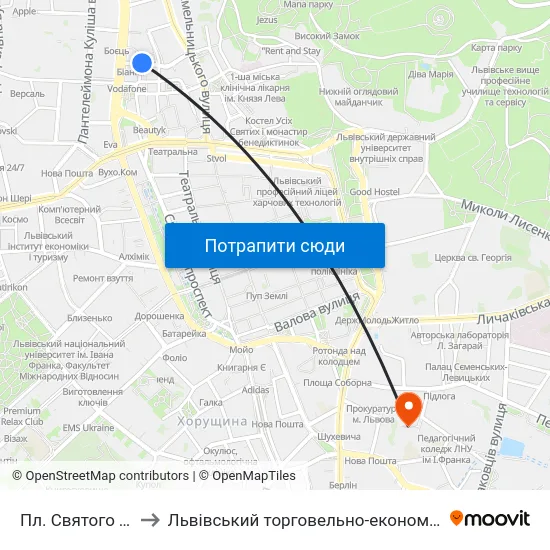 Пл. Святого Теодора to Львівський торговельно-економічний університет map
