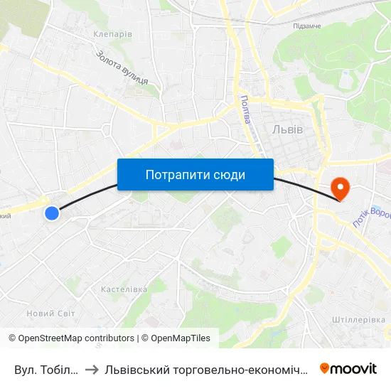 Вул. Тобілевича to Львівський торговельно-економічний університет map