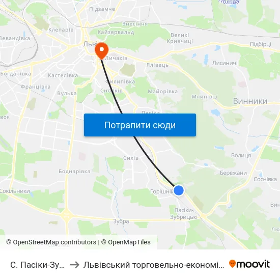 С. Пасіки-Зубрицькі to Львівський торговельно-економічний університет map