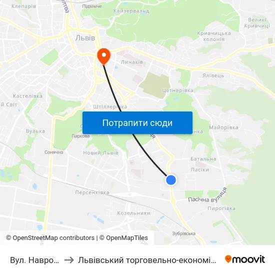 Вул. Навроцького to Львівський торговельно-економічний університет map