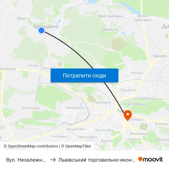 Вул. Незалежності України to Львівський торговельно-економічний університет map