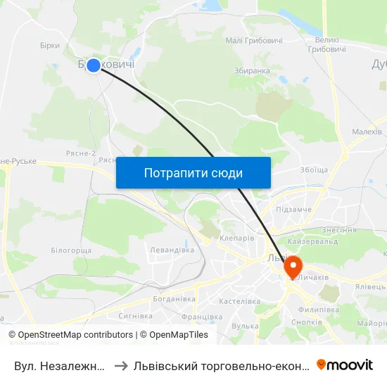 Вул. Незалежності України to Львівський торговельно-економічний університет map