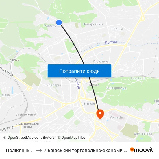 Поліклініка Умвс to Львівський торговельно-економічний університет map