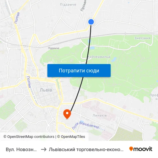 Вул. Новознесенська to Львівський торговельно-економічний університет map