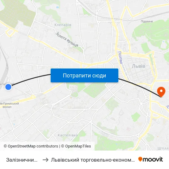 Залізничний Вокзал to Львівський торговельно-економічний університет map