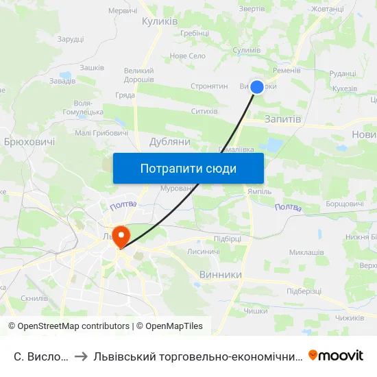 С. Вислобоки to Львівський торговельно-економічний університет map