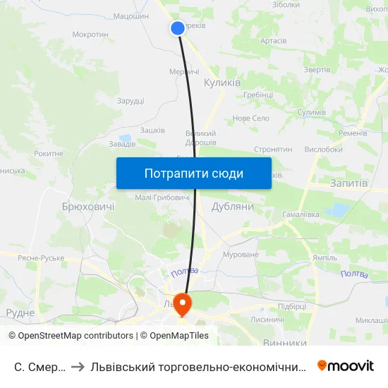 С. Смереків to Львівський торговельно-економічний університет map