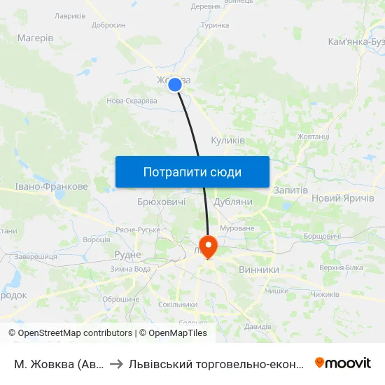 М. Жовква (Автостанція) to Львівський торговельно-економічний університет map