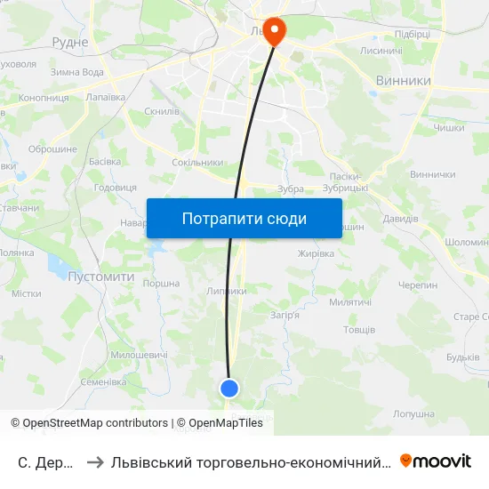 С. Деревач to Львівський торговельно-економічний університет map