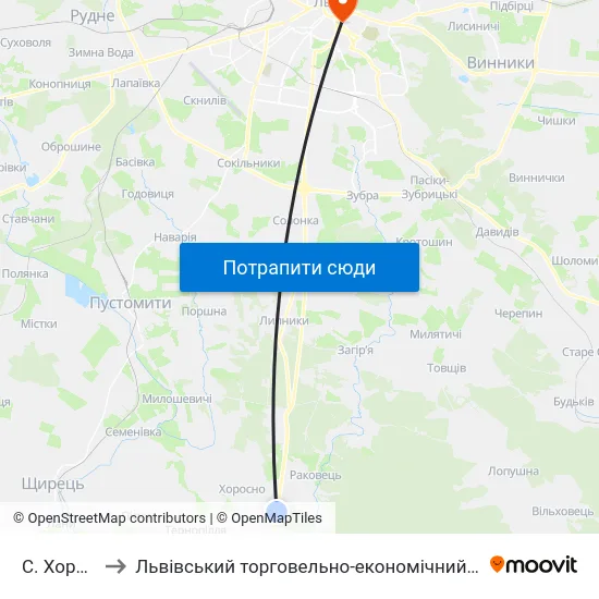 С. Хоросно to Львівський торговельно-економічний університет map