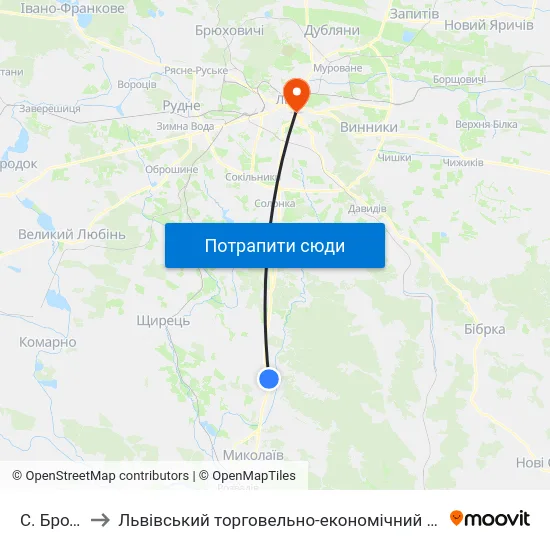 С. Бродки to Львівський торговельно-економічний університет map