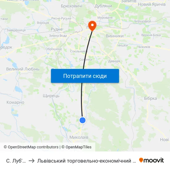С. Луб'Яне to Львівський торговельно-економічний університет map