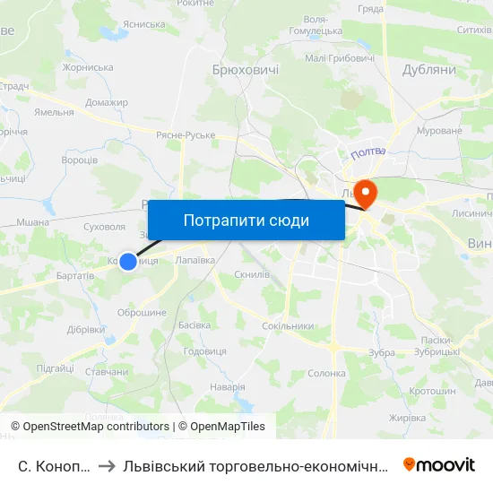 С. Конопниця to Львівський торговельно-економічний університет map