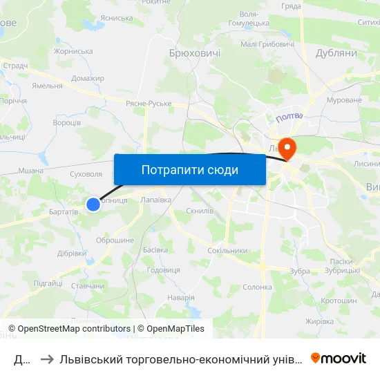 Дачі to Львівський торговельно-економічний університет map