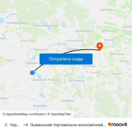 С. Черляни to Львівський торговельно-економічний університет map