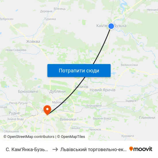 С. Кам'Янка-Бузька (Вул. Хомина) to Львівський торговельно-економічний університет map