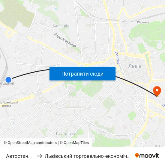 Автостанція №8 to Львівський торговельно-економічний університет map