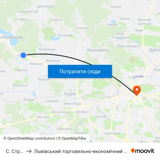 С. Страдч to Львівський торговельно-економічний університет map